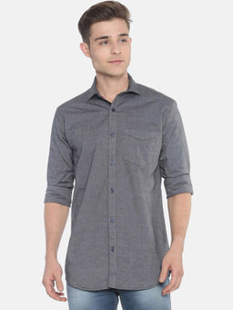 Campus Sutra - Men Self Design Casual Grey Shirt
