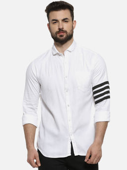 Campus Sutra - Men Solid Casual White Shirt