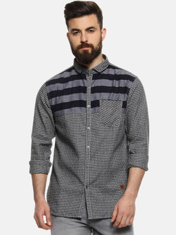 Campus Sutra - Men Striped Casual Grey Shirt