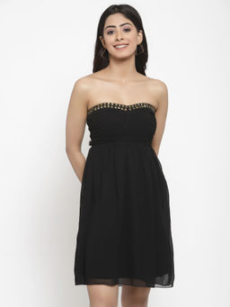 Style Quotient - Black Solid Empire Dress