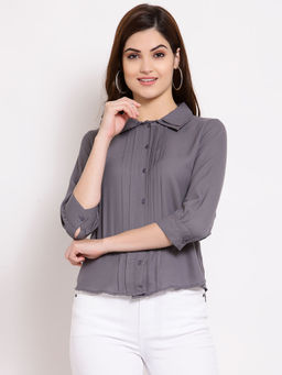 Style Quotient - Women Grey Classic Opaque Formal Shirt