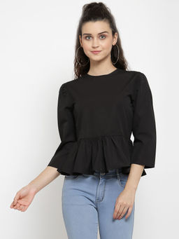 Style Quotient - Women Black Peplum Top