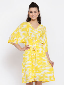Style Quotient - Yellow Dyed Fit And Flare Dress