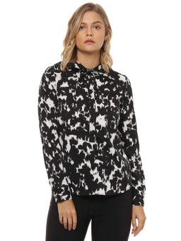 PINACOLADA - Women Casual 3/4 Sleeve Printed Black Top