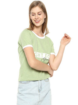 PINACOLADA - Women Stylish Green Solid Half Sleeve Casual Tops