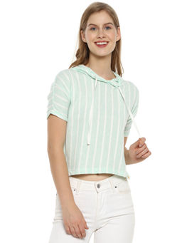 PINACOLADA - Women Stylish Blue Striped Half Sleeve Casual Tops