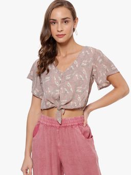PINACOLADA - Women Casual Half Sleeve Floral Print Pink Top