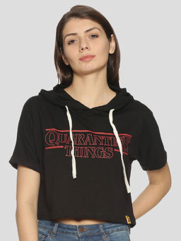 PINACOLADA - Women Casual Half Sleeve Printed Black Top