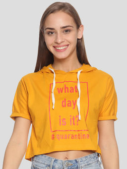 PINACOLADA - Women Casual Half Sleeve Printed Yellow Top