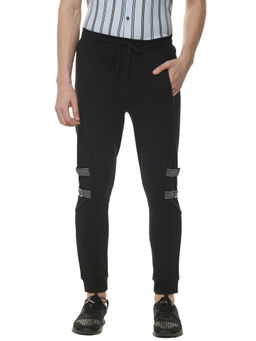 Campus Sutra - Men Solid Black Track Pants