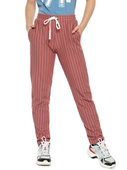 PINACOLADA - Women Stylish Peach Striped Track pant