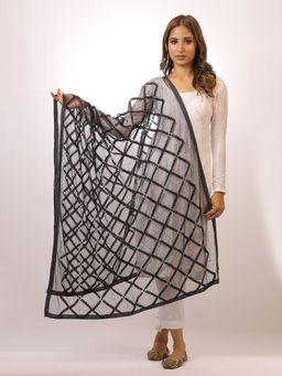 SWI STYLISH - Swi Stylish Nylon Net Dupatta with Aari work