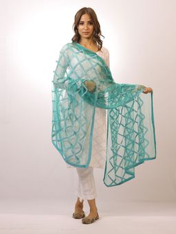 SWI STYLISH - Swi Stylish Nylon Net Dupatta with Aari work