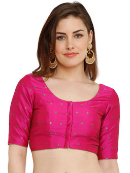 SALWAR STUDIO - Pink Dupion Silk Readymade Padded Blouse