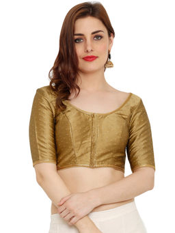 SALWAR STUDIO - Brown Dupion Silk Readymade Padded Blouse