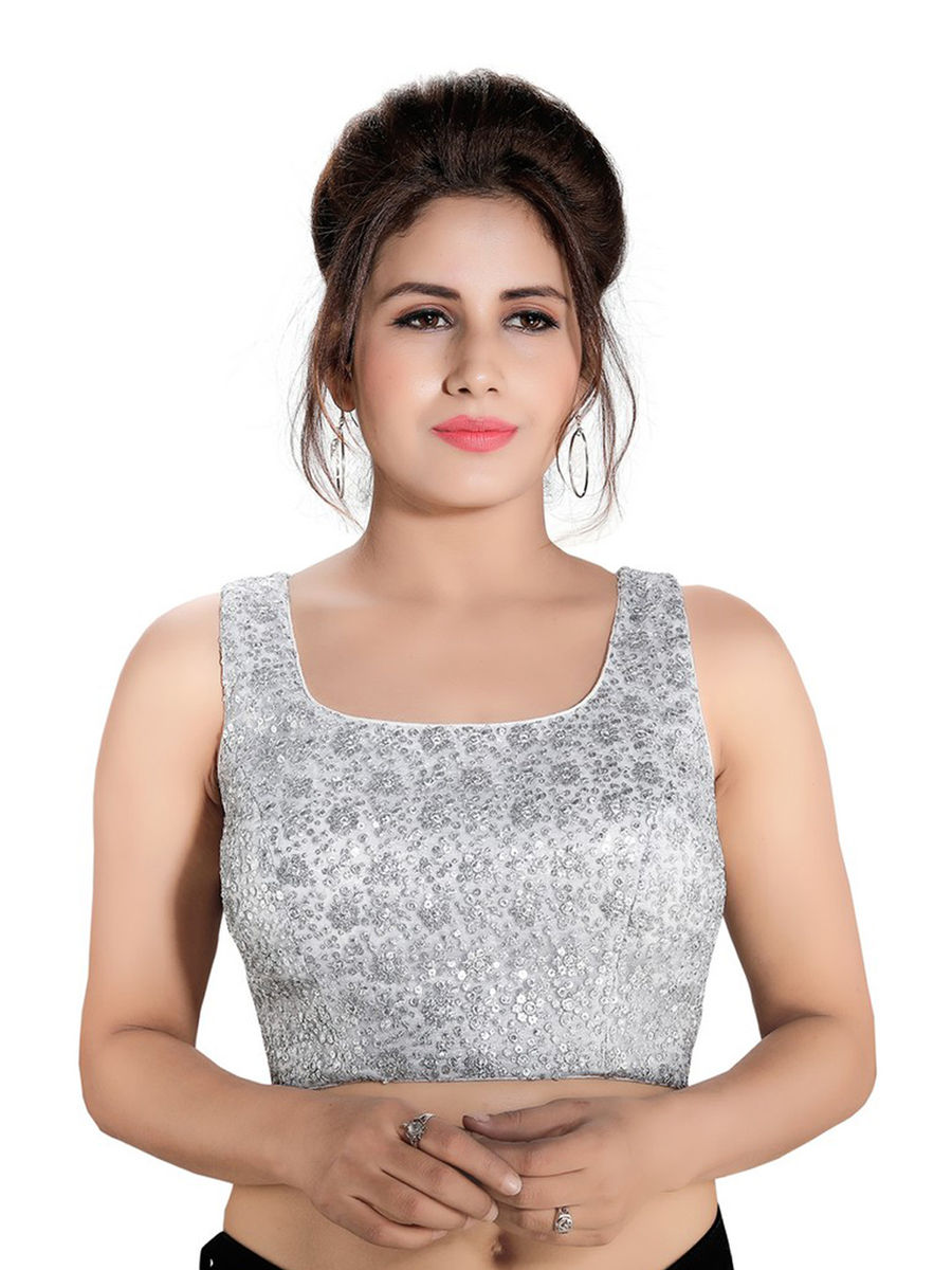 Women’s Elegant Silver Glittered V-Neck Blouse main image 0