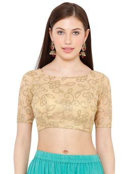 SALWAR STUDIO - Gold Embroidered Stitched Blouse