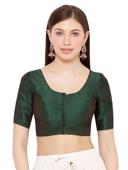 SALWAR STUDIO - Green Solid Stitched Blouse