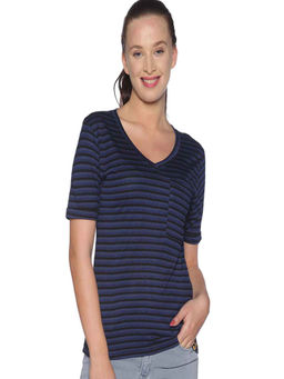 PINACOLADA - Women Navy Blue Striped Top