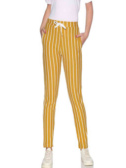 PINACOLADA - Women Mustard Color Striped Track pant