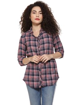 PINACOLADA - Women Checkered Casual Pink Shirt