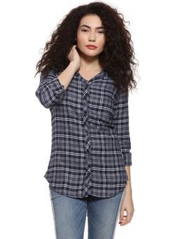 PINACOLADA - Women Checkered Casual Grey Shirt