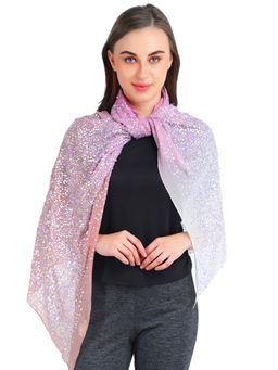 Pashma - Pink Sequined Crafted In Chiffon Fabric Stole