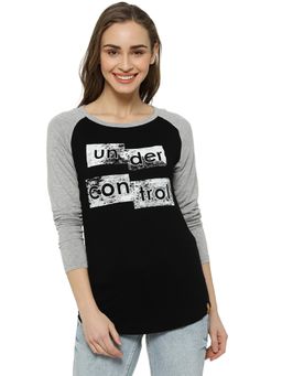 PINACOLADA - Black Printed Round Neck Casual T-shirt