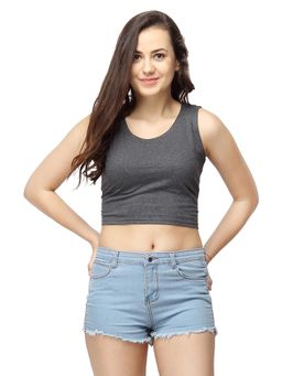 PINACOLADA - Women Casual Sleeveless Solid Grey Top