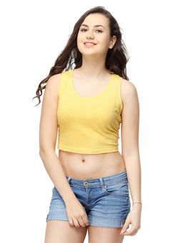 PINACOLADA - Women Casual Sleeveless Solid Yellow Top
