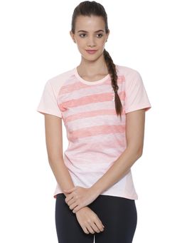 PINACOLADA - Women Striped Round Neck Pink T-Shirt