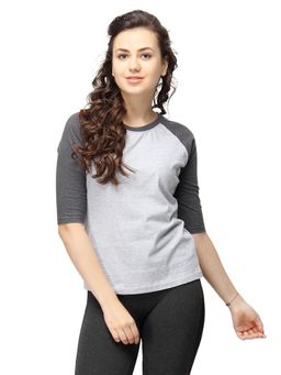 PINACOLADA - Women Casual 3/4 Sleeve Solid Grey Top