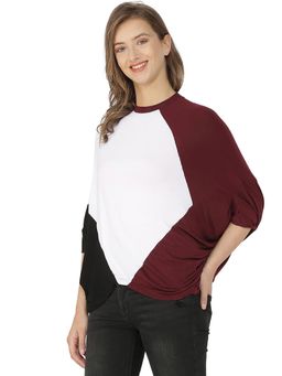 PINACOLADA - Multi-Color Solid High Neck Casual Top