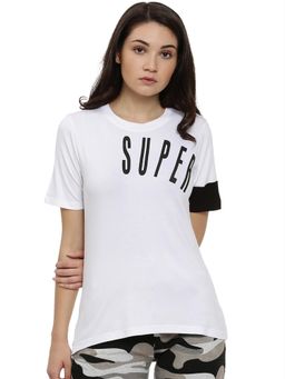 PINACOLADA - Women Casual Regular Sleeve Printed White Top