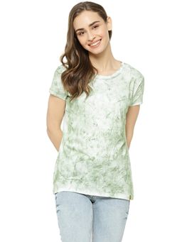 PINACOLADA - Green Patterned Round Neck Casual T-shirt