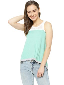 PINACOLADA - Green Solid Round Neck Casual Top