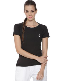PINACOLADA - Women Solid Round Neck Black T-Shirt