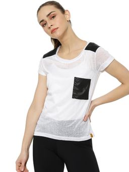 PINACOLADA - White Solid Round Neck Casual Top
