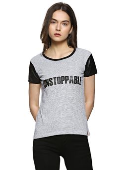 PINACOLADA - Grey Stripes Round Neck Casual T-shirt