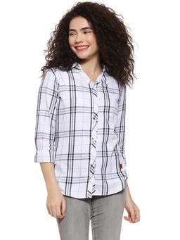 PINACOLADA - Women Checkered Casual White Shirt