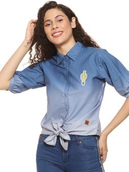 PINACOLADA - Women Dyed/Ombre Casual Blue Shirt