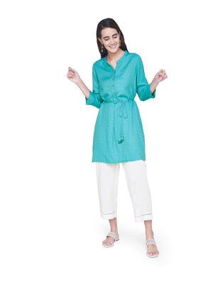 Global Desi Kurtis Kurtas and Tunics : Buy Global Desi Blue Solid Tunic