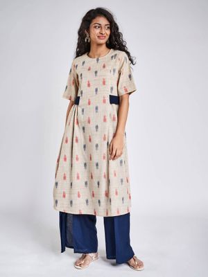 Buy Global Desi Beige Printed Kurta online