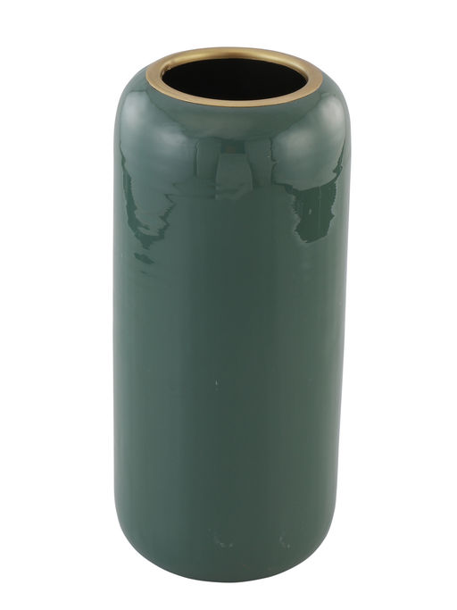 Manor House Cylindrical Green Metal Tall Vase 13 Inches
