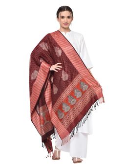 WEAVERS VILLA - Maroon Viscose Woven Stole
