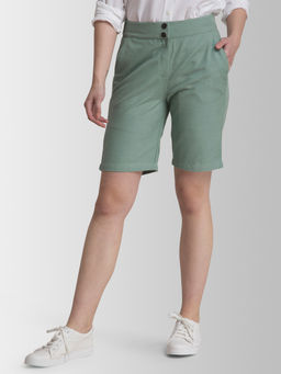 FABLE STREET - Linen Slim Fit Shorts - Sap Green