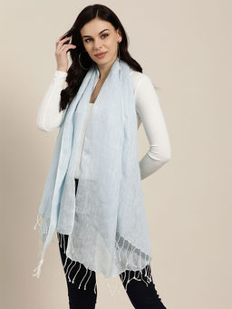 Twenty Dresses by Nykaa Fashion - Blue Frays At The Edge Scarf
