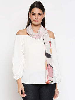 Twenty Dresses by Nykaa Fashion - White All Set For Spring Scarf