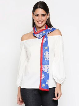 Twenty Dresses by Nykaa Fashion - Blue Leaf Print Scarf