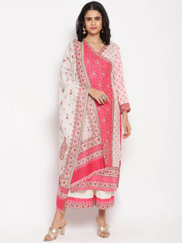 HK colours of fashion - Coral Woven Unstitched Dress Material (Set of 3)